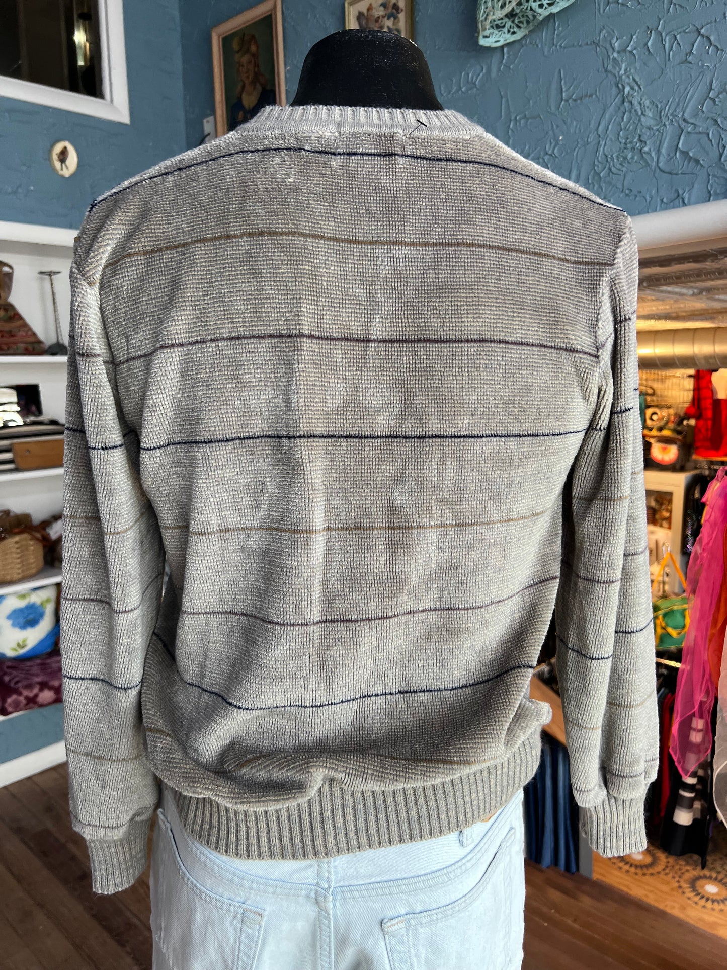 70s Repage Velour Stripe Shirt L
