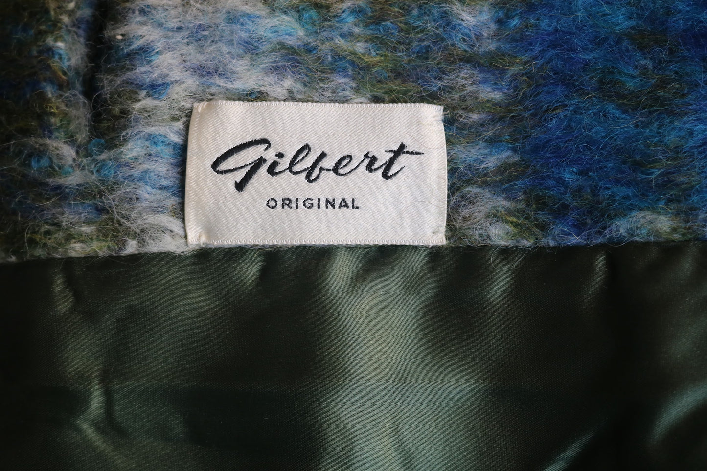 60s Gilbert Green/Blue Mohair Skirt/Coat Set w34