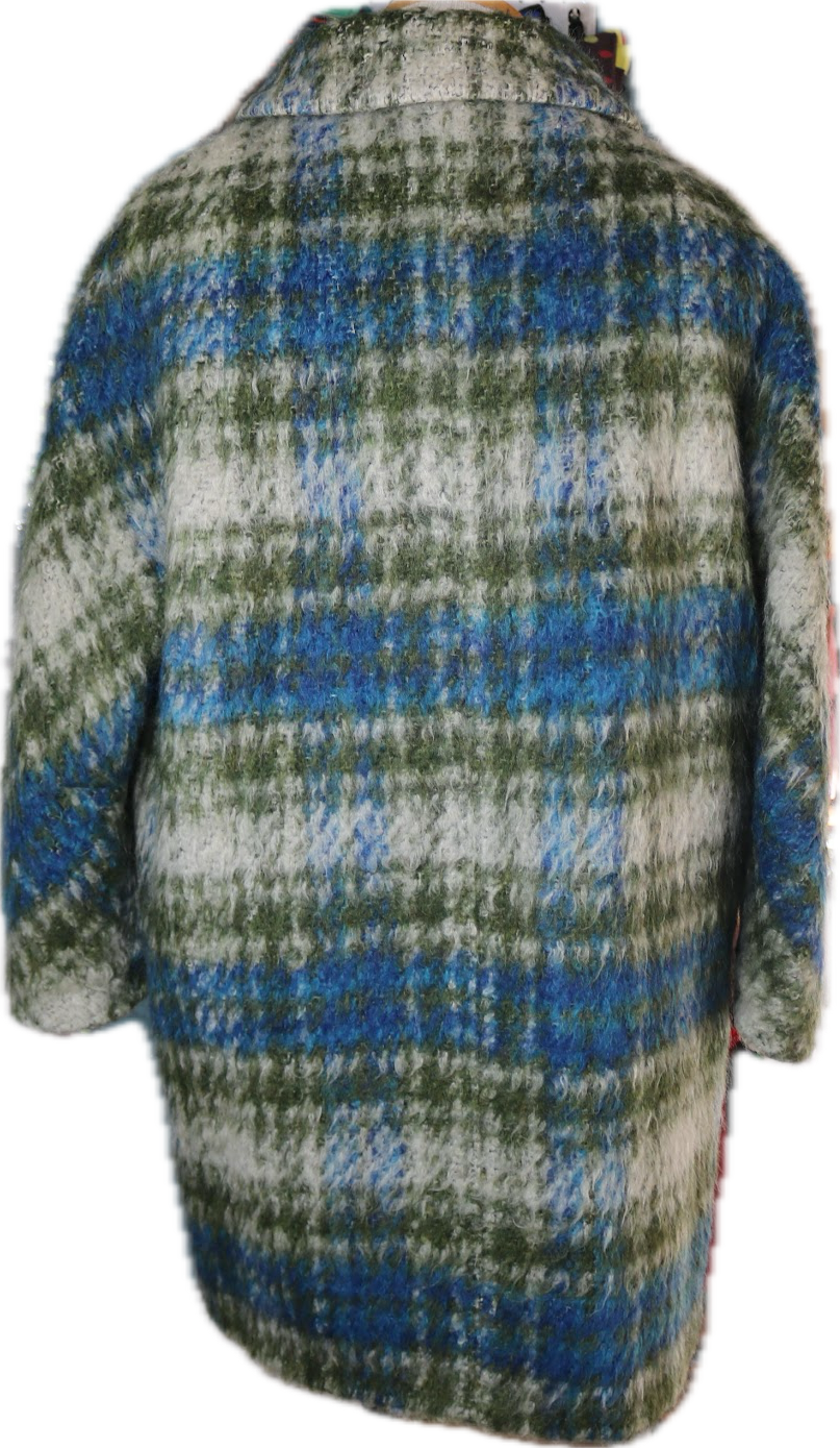 60s Gilbert Green/Blue Mohair Skirt/Coat Set w34