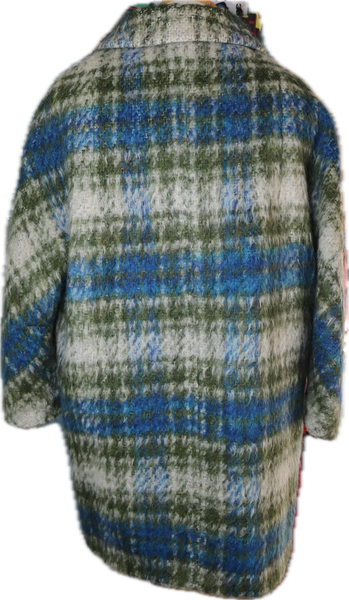 60s Gilbert Green/Blue Mohair Skirt/Coat Set   w34