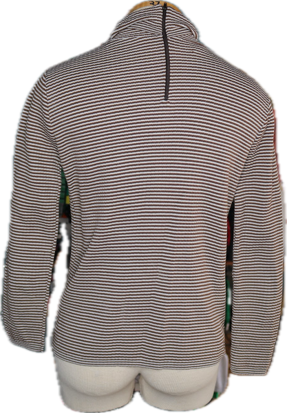 70s Queen Casuals Brown/White Striped Turtleneck Top     S