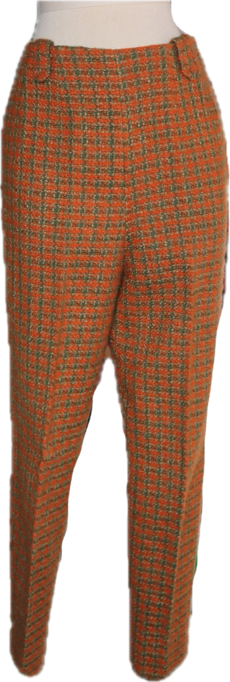 60s Go With Tiger Orng/Green Tweed Pants    w32