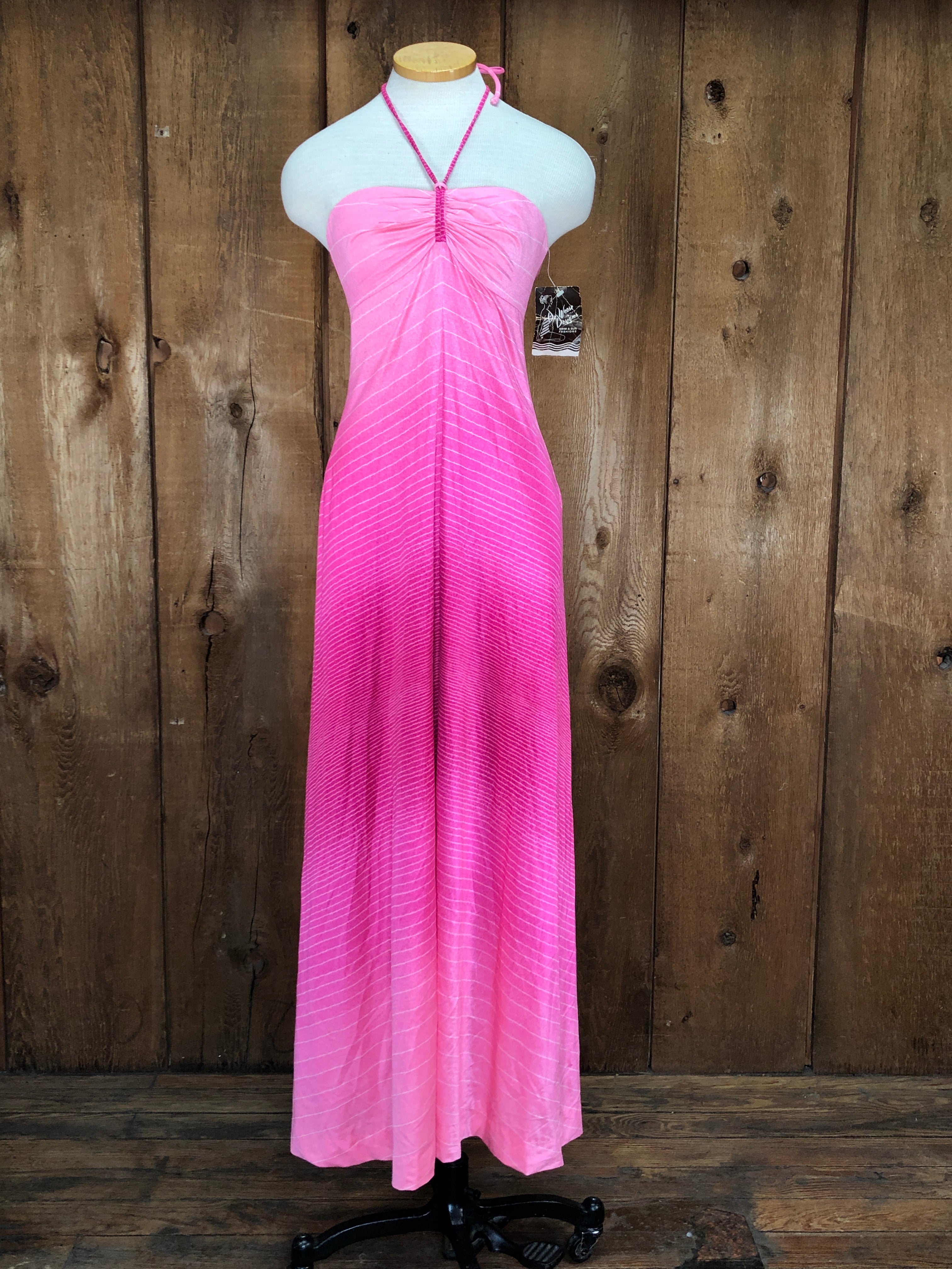 70s NOS DeWeese Pink Swim Dress S/M