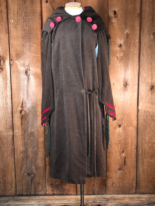 1920s House of Youth Brwn/Rd Cape Coat S/M