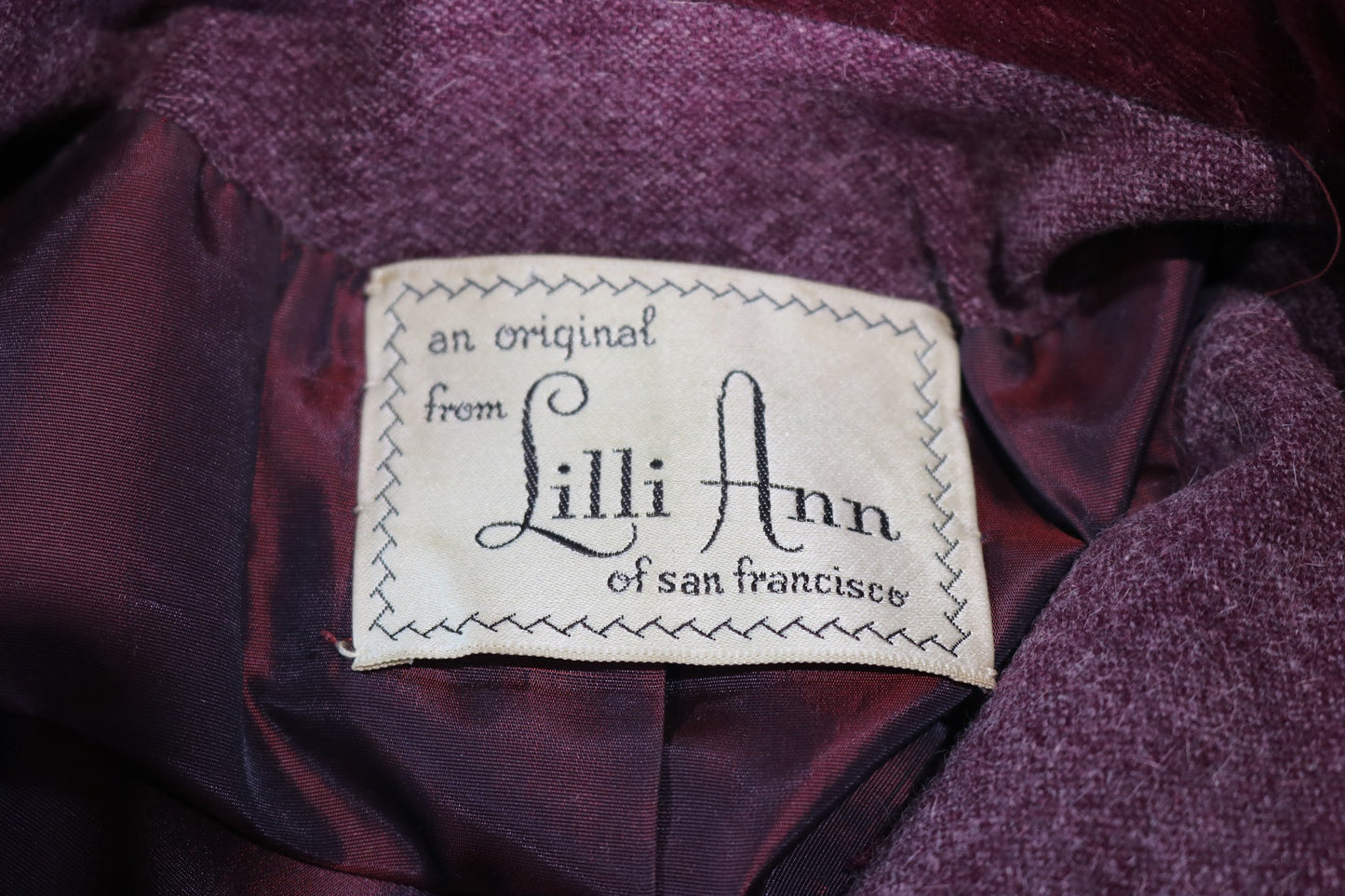 50s Lilli Ann Purple 3 Piece Skirt Suit Set w28"