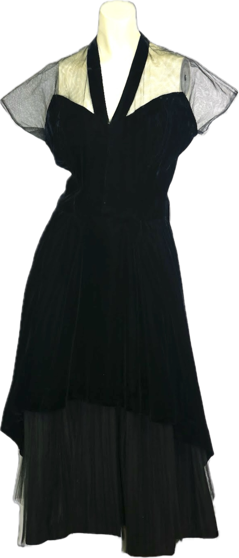 60s Mancini Black Velvet & Tulle Dress w26 60s Mancini Black Velvet & Tulle Dress w26