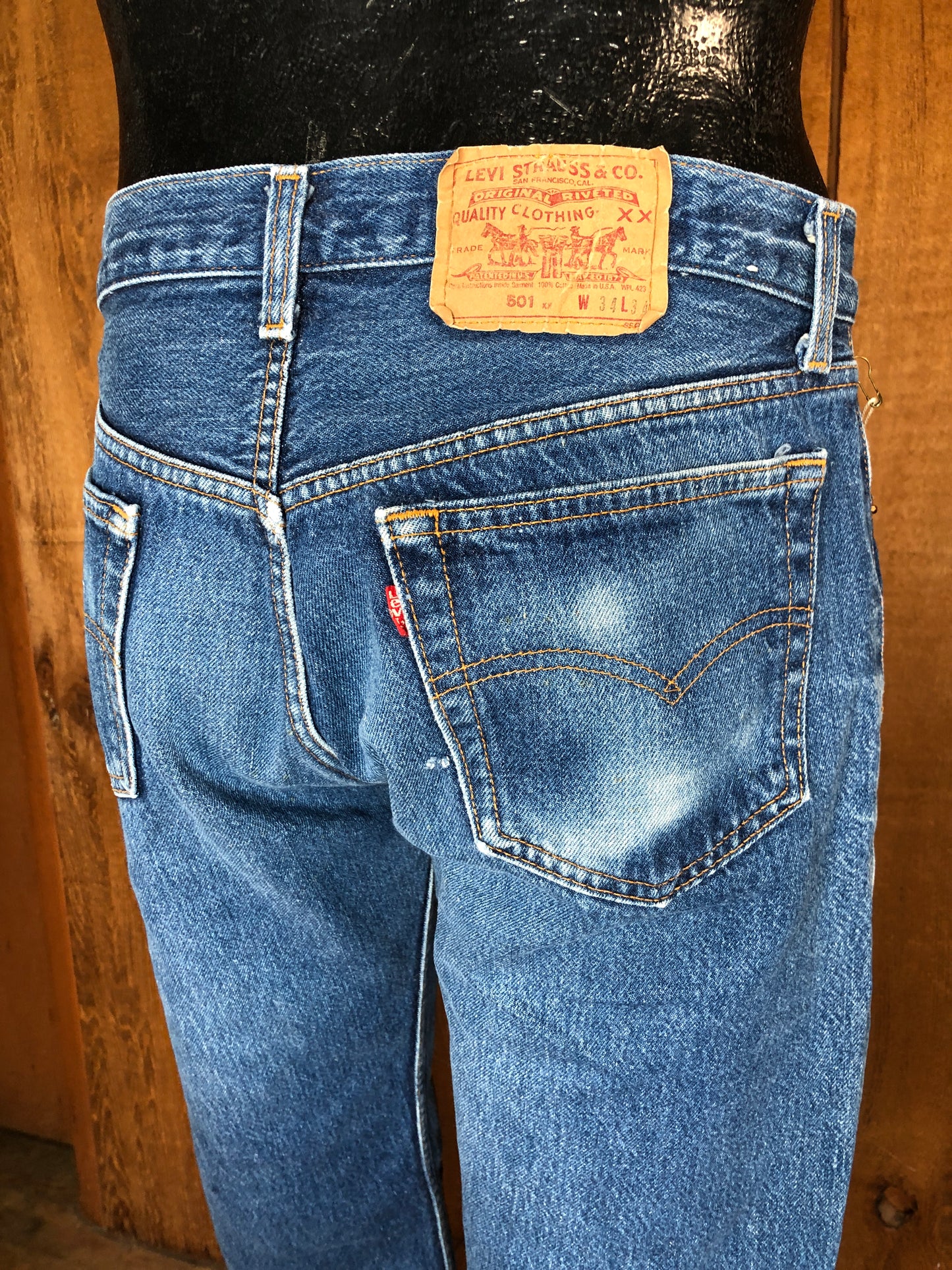 90s Levis 501 Dark Boro Sashiko Jeans 32x31