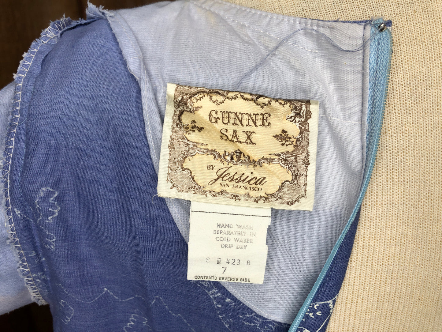 70s Gunne Sax Blue Corset Prairie Dress w27