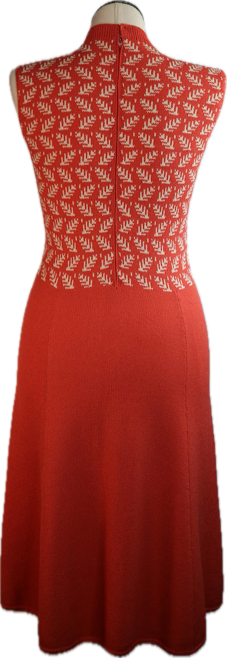 70s St.JohnKnits Orng Dress/Cardi Set w30-36