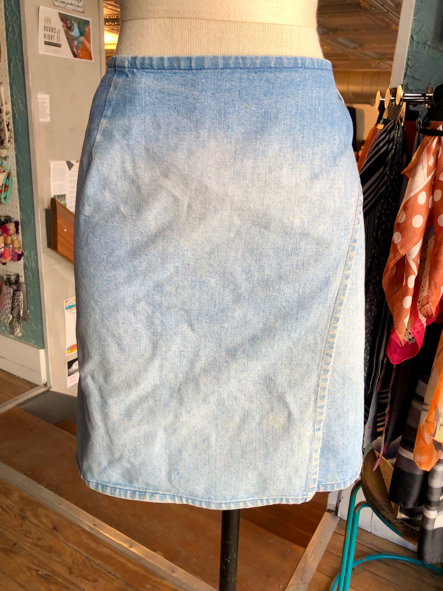 80s Neiman M. Denim Wrap Skirt S (w26)