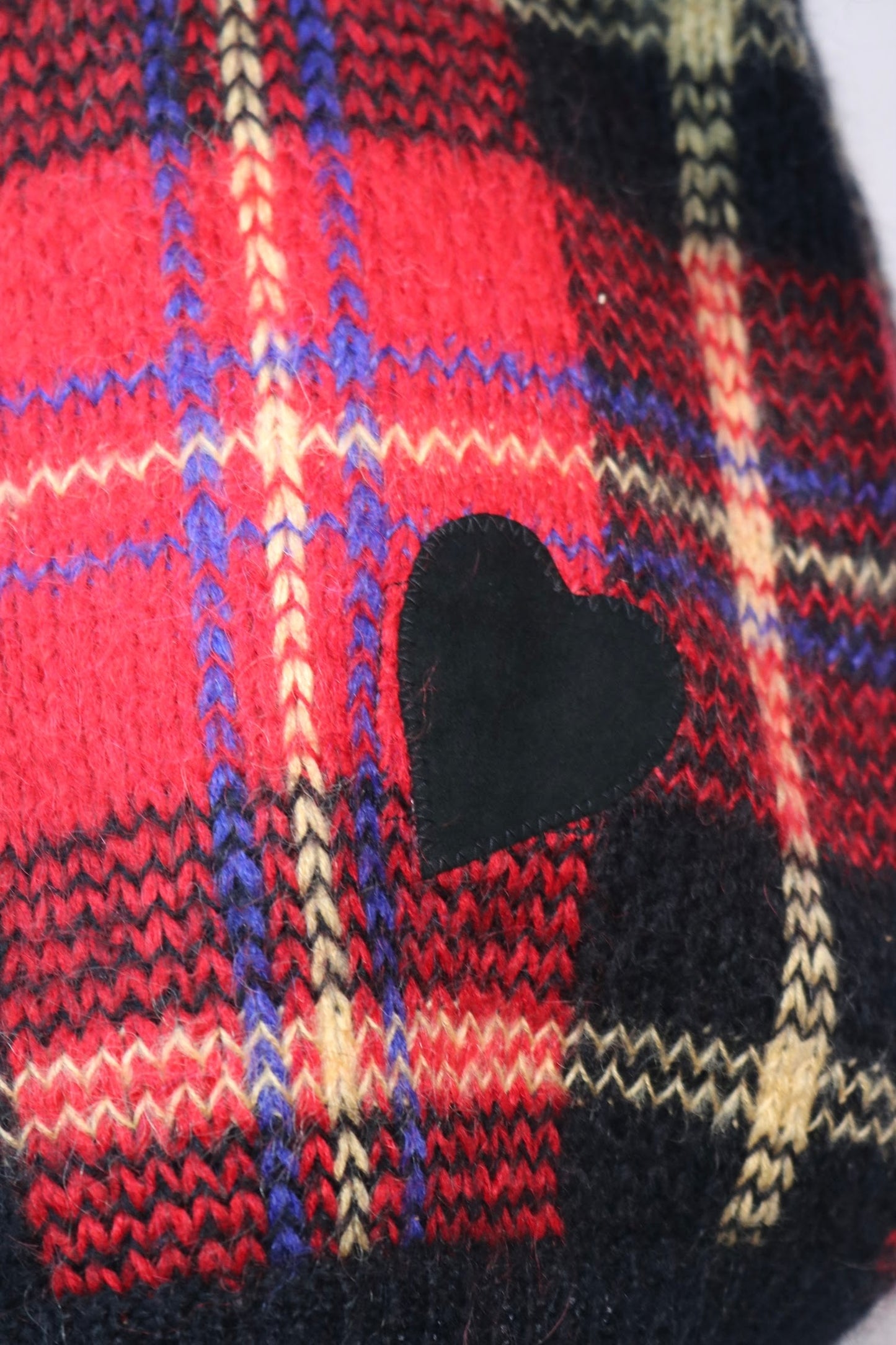 80s Karen Scott Red.Blk/Yllw Plaid Tunic Sweater S