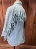 80s Sky Blue Suede Fringe Jacket     M/L