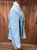 80s Sky Blue Suede Fringe Jacket     M/L