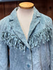 80s Sky Blue Suede Fringe Jacket     M/L