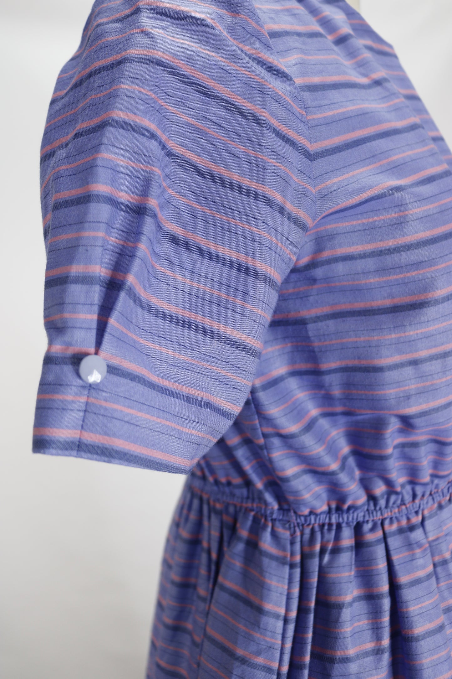 80s Joynono Purple Striped Button Front Dress S