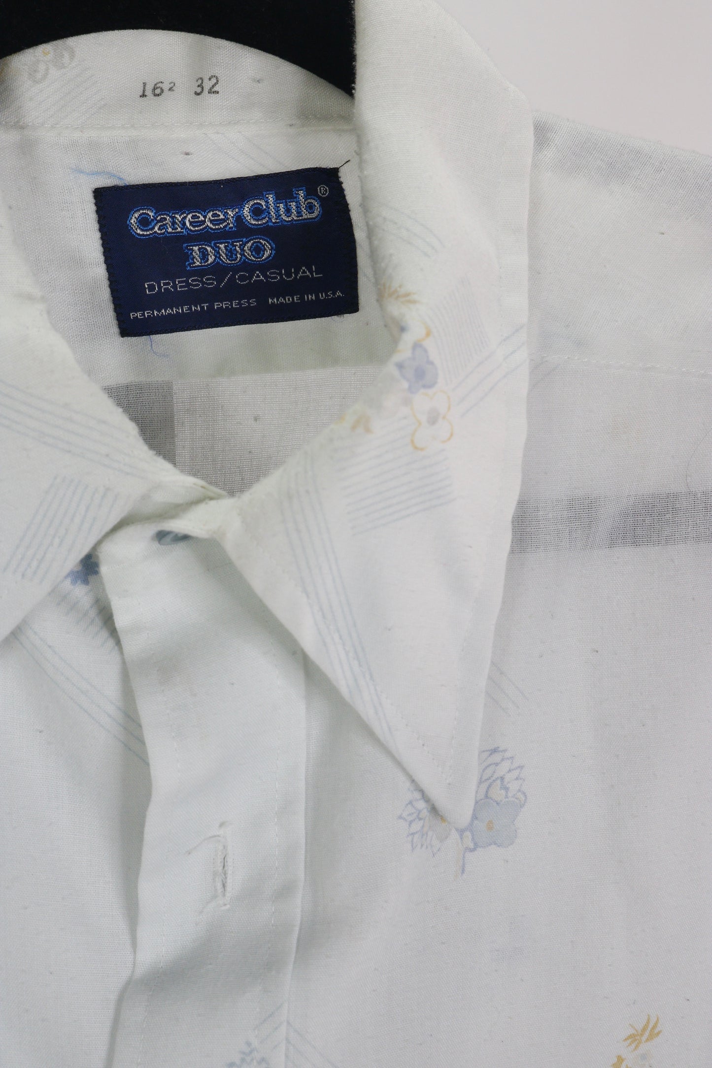 70s Career Club Floral on White Button-Up L