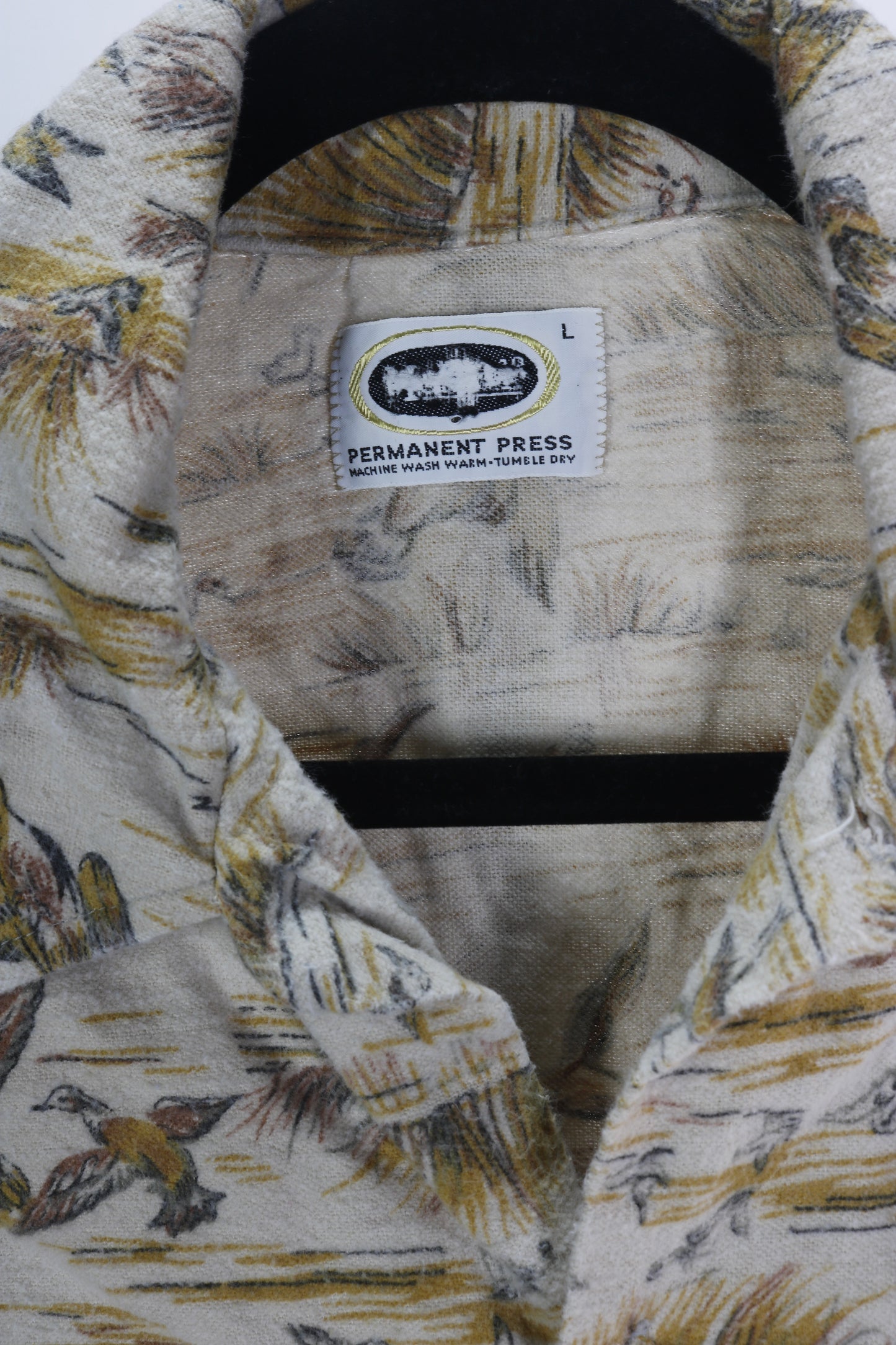 70s Mustard Mallard Chamois Shirt L