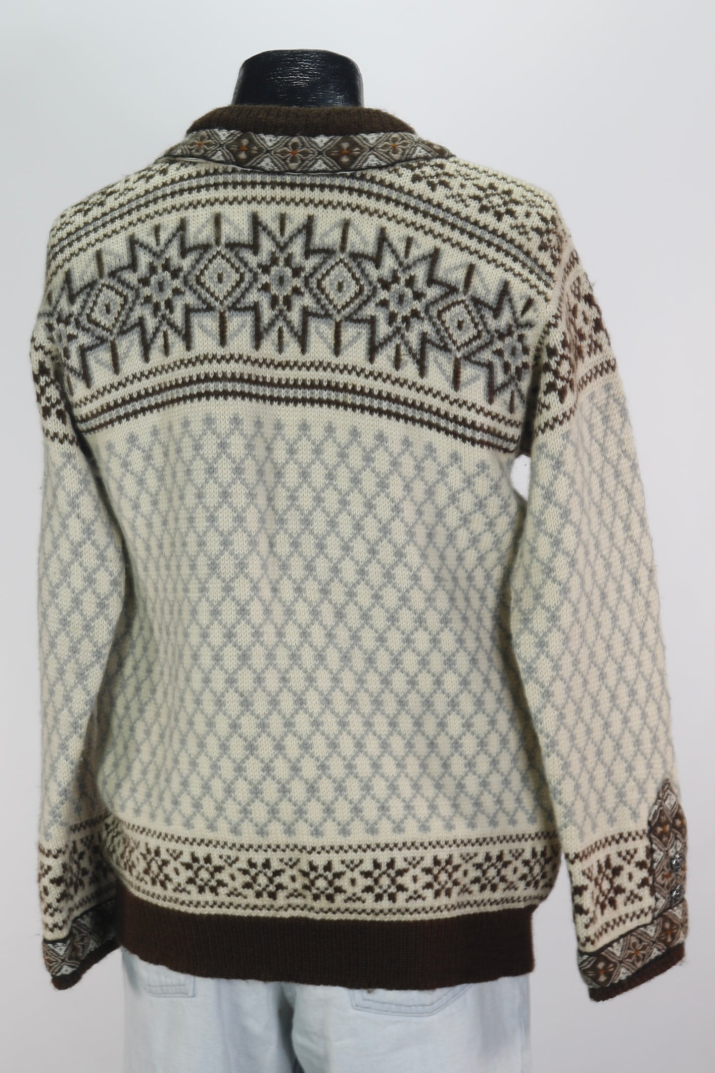 90s DALE of Norway Brown Trim Cardigan L