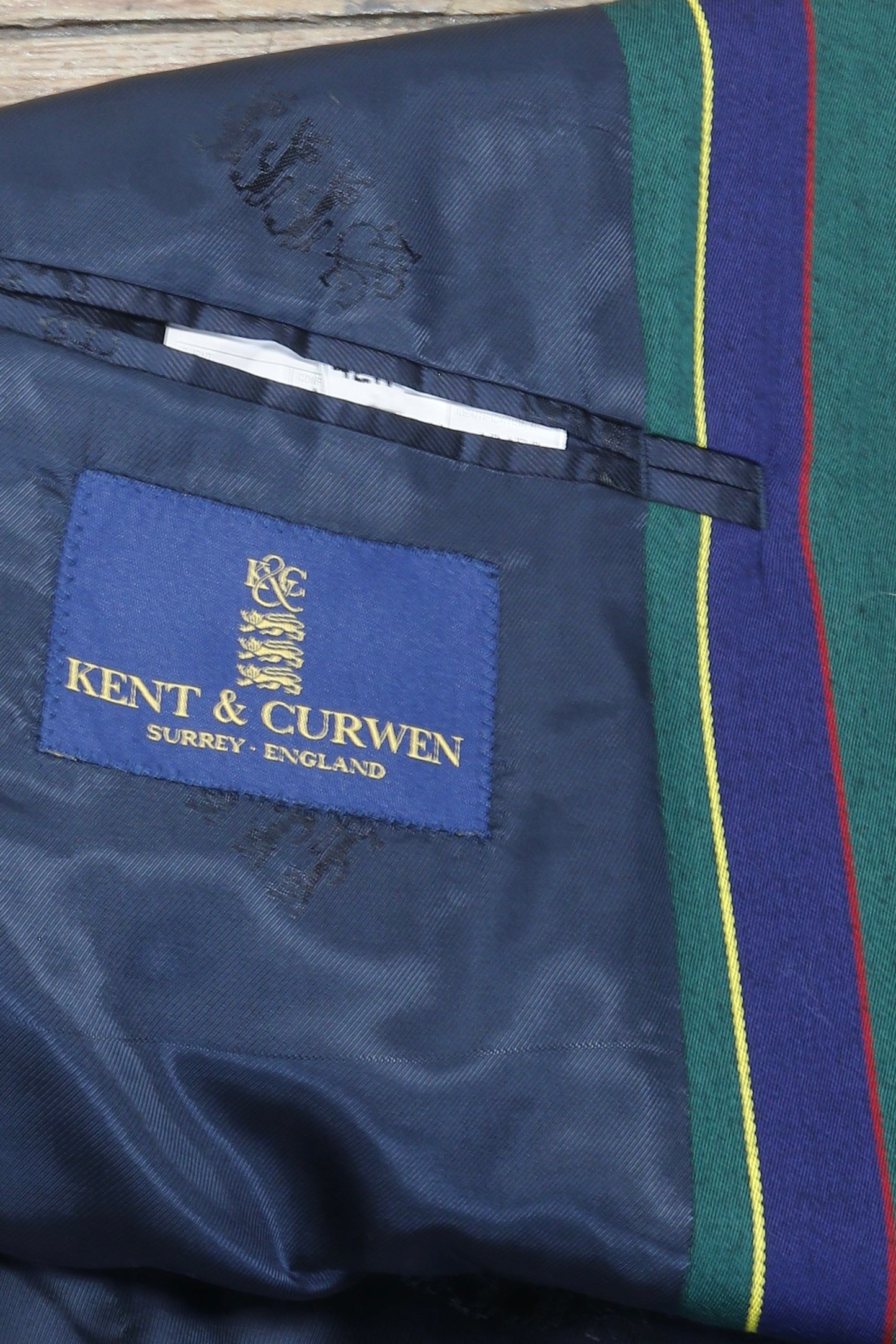 00s Kent & Curwen Grn/Navy Striped Blazer L