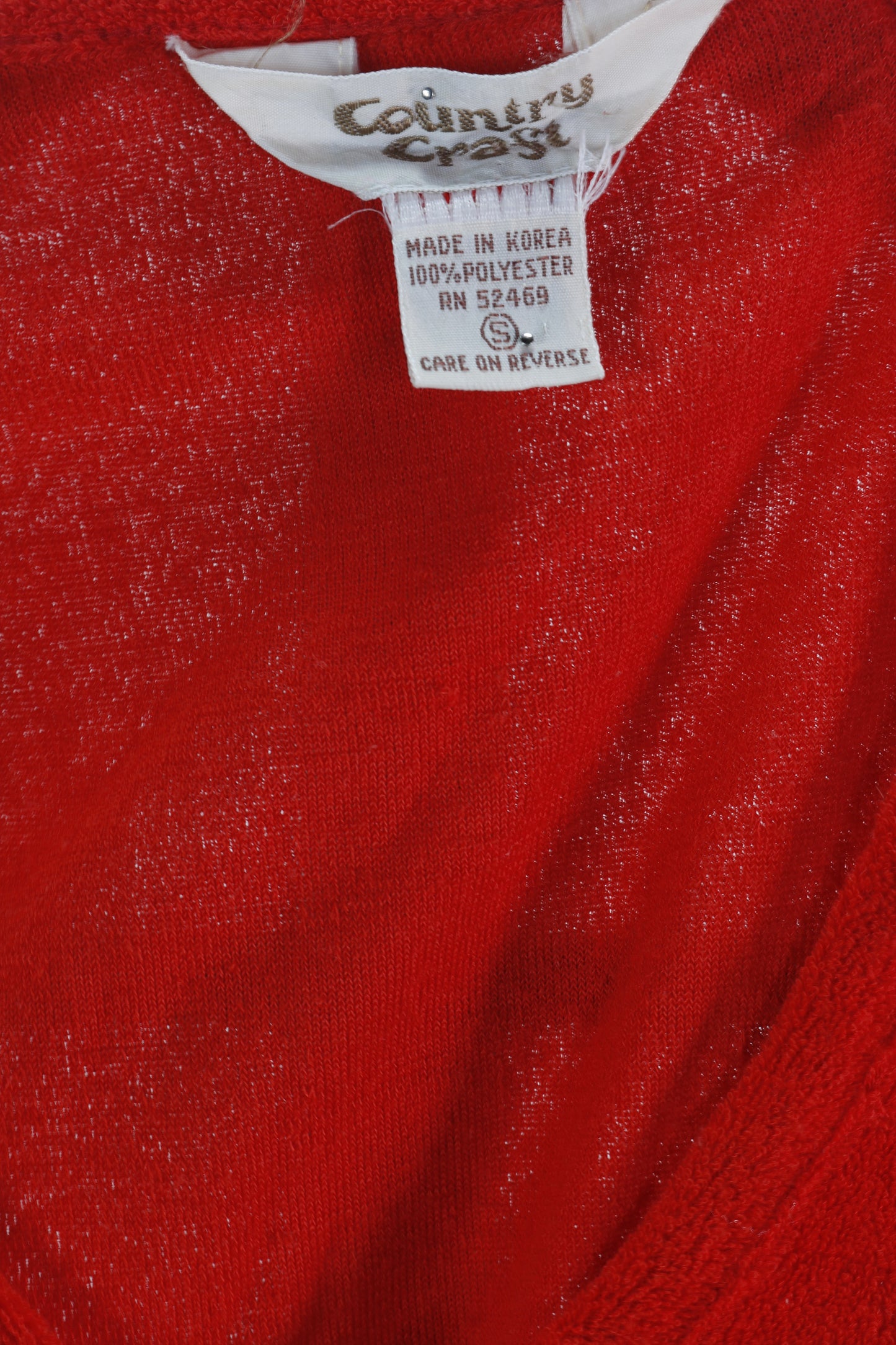 70s Red Terry Cloth V-Neck Top S