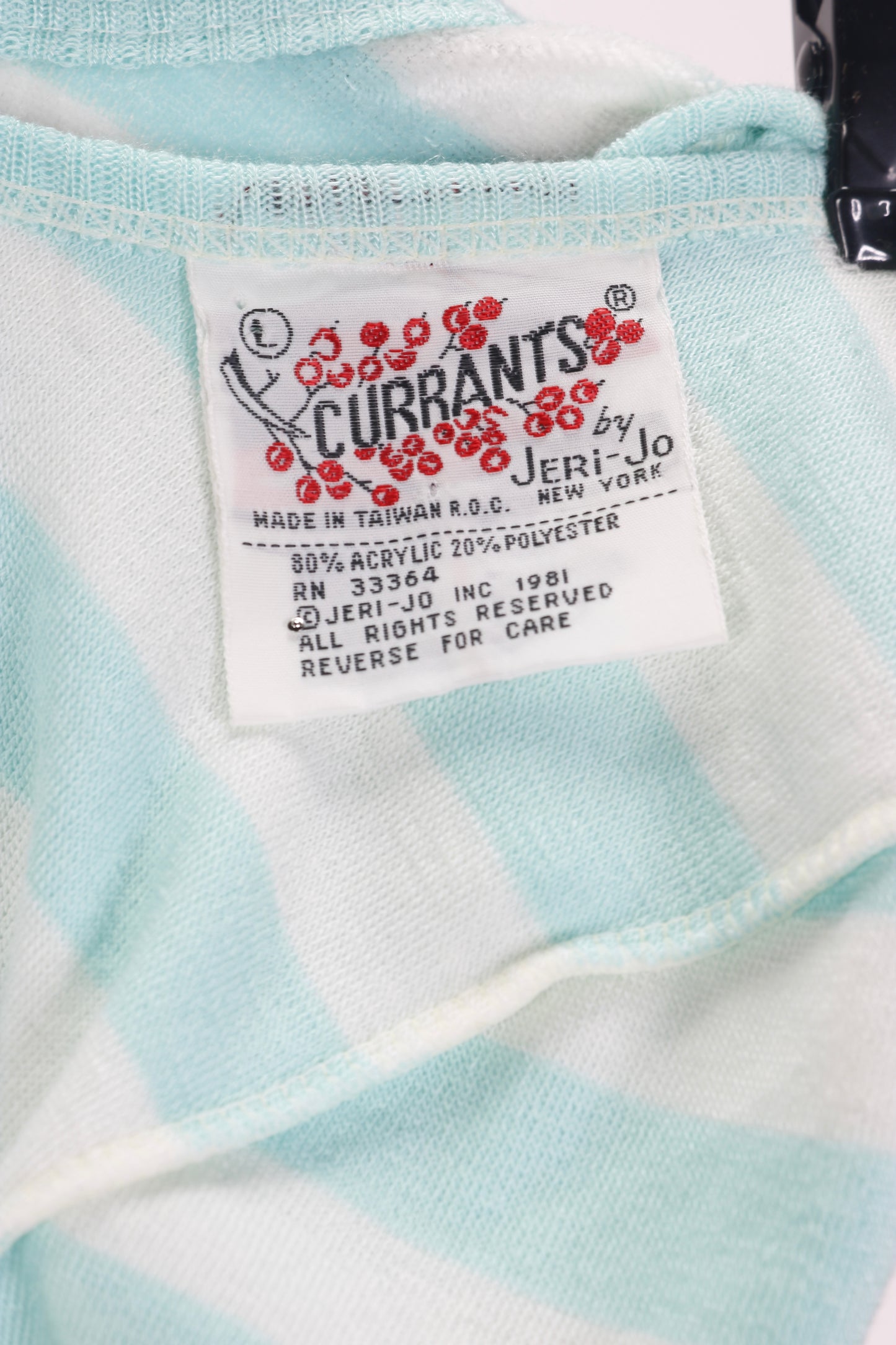 80s Currants Aqua Stripe Top L