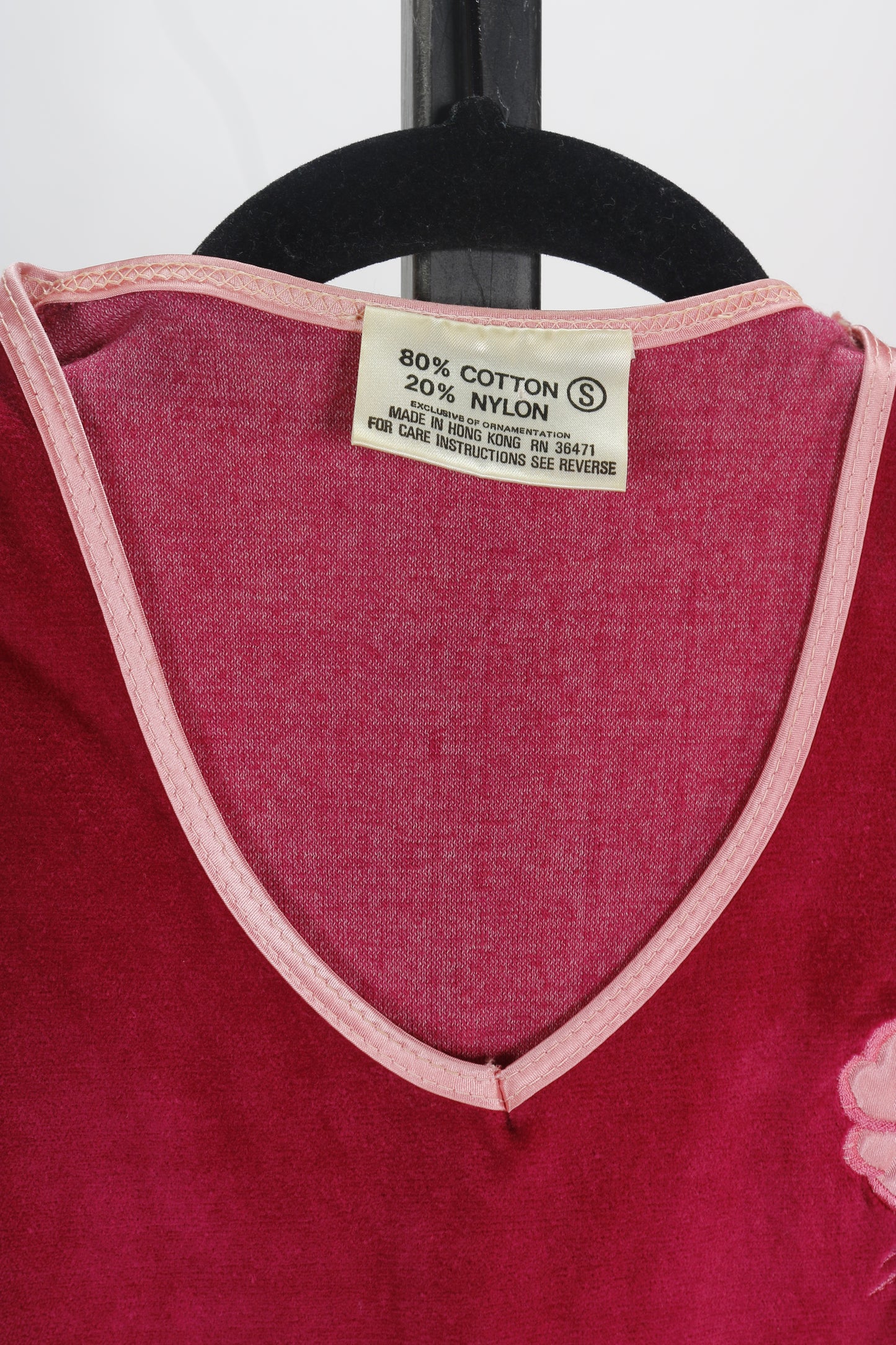 80s Fuchsia Rosette Velour Top S