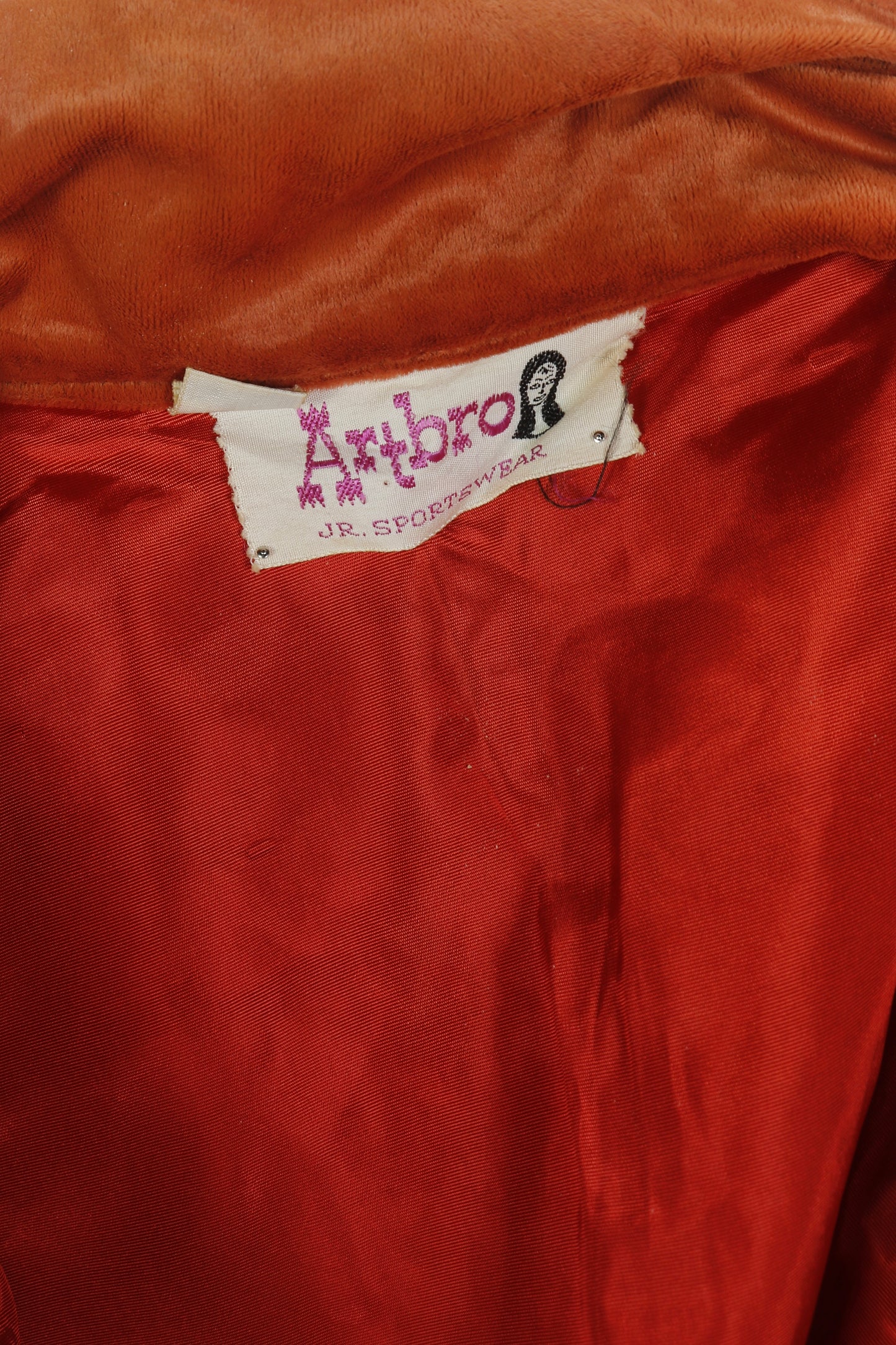 70s Artbro Orng Velveteen Top S