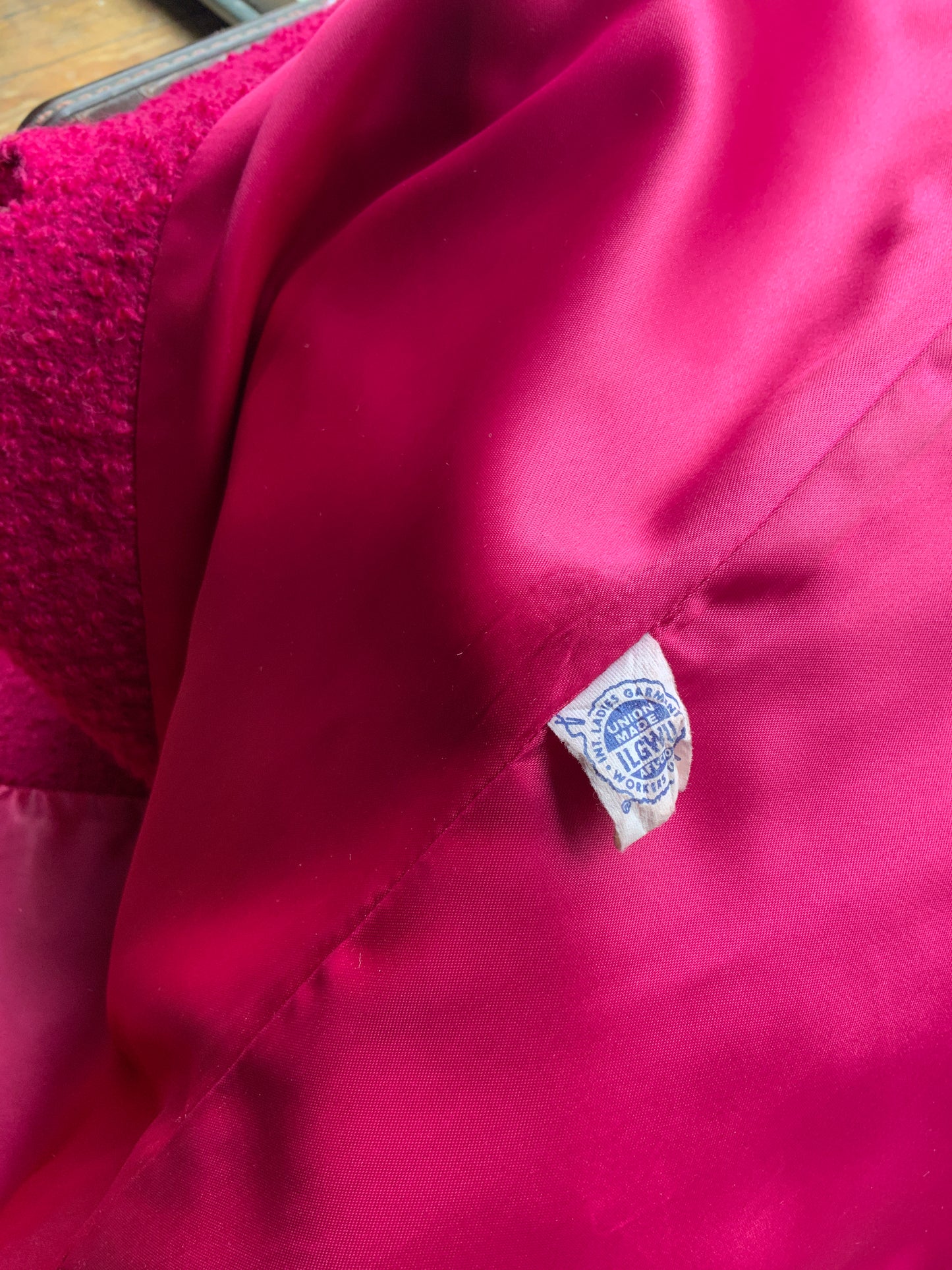 60s Pink Burl Wool ILGWU Coat M