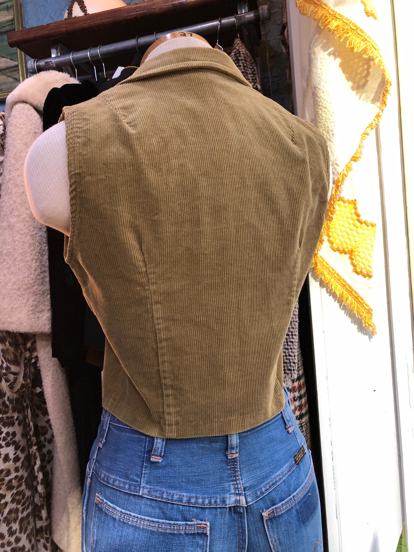 80s Olive Corduroy Vest M