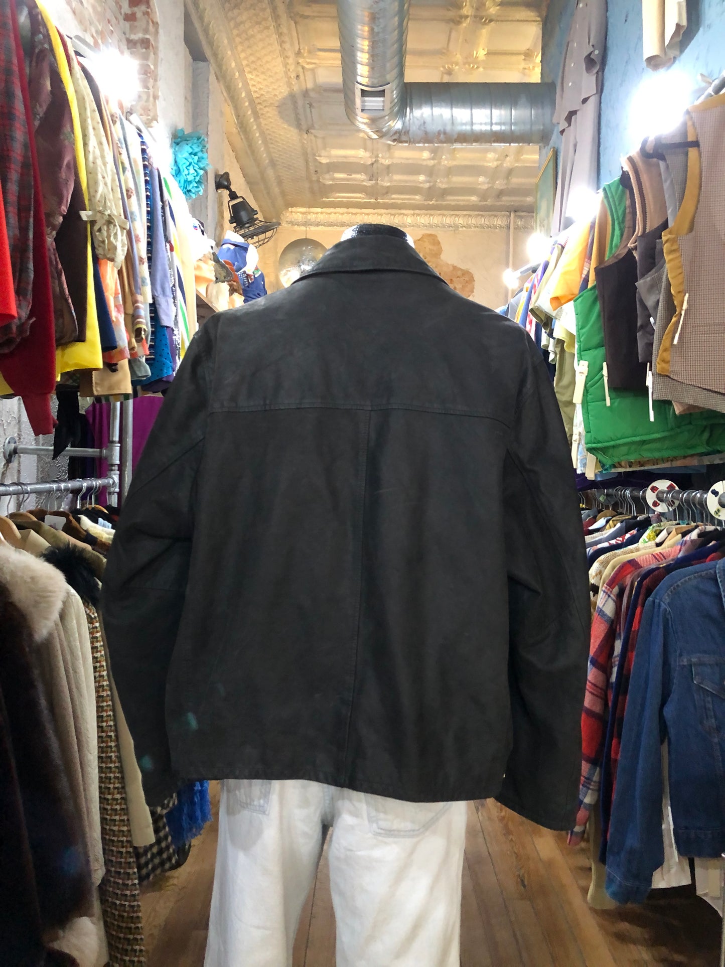 80s Vera Pelle Black Leather Jacket L/XL