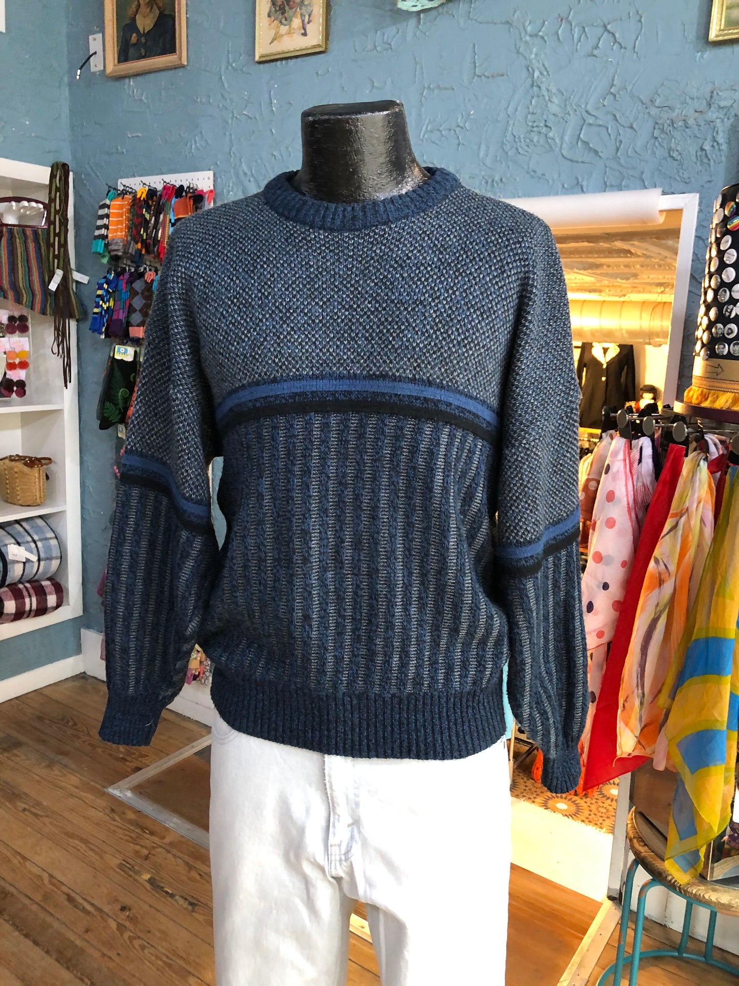 80s Weekends Blue/Gray Sweater M