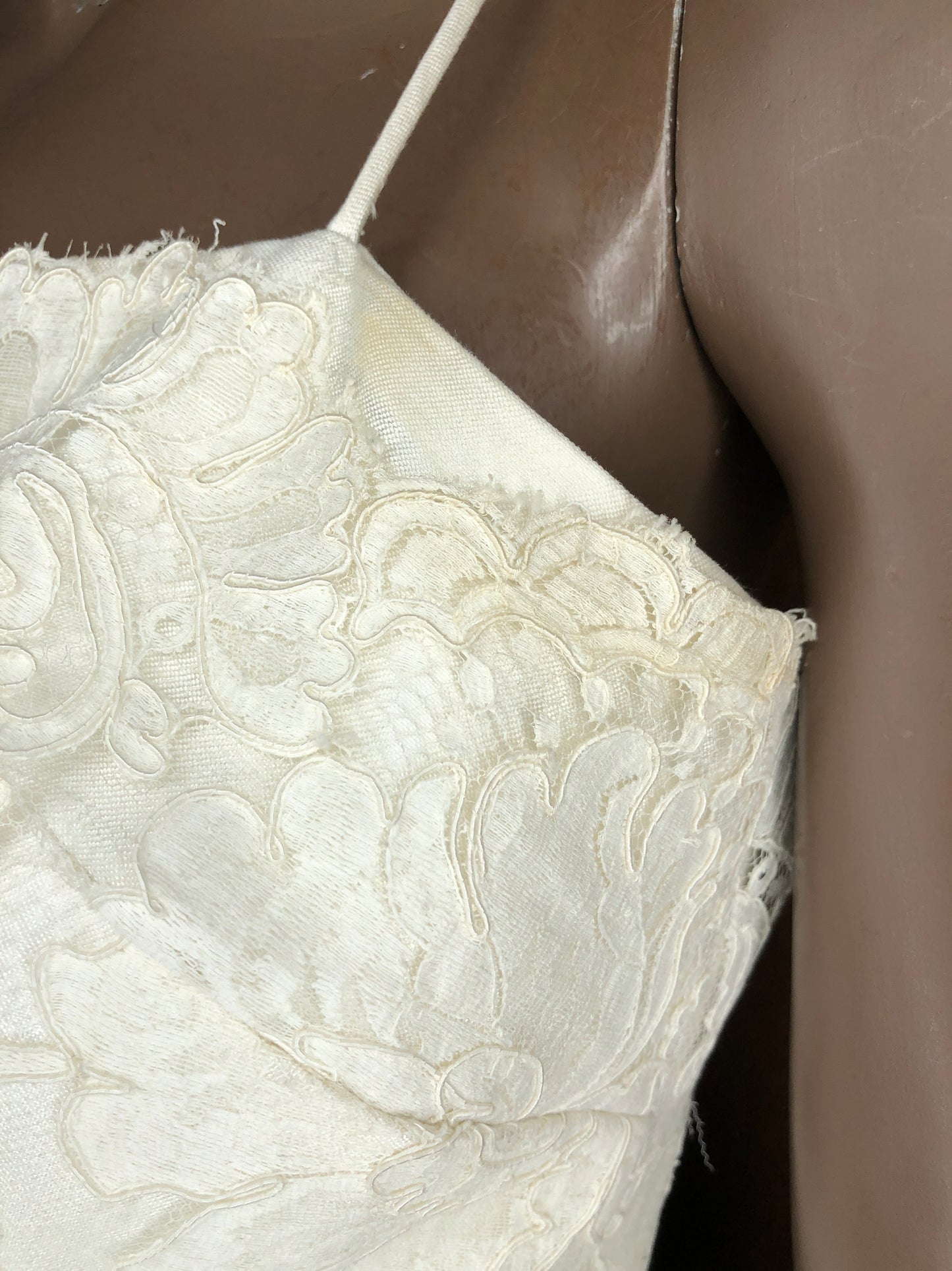 1960s White Lace Strap Wedding/Cocktail Dress w24