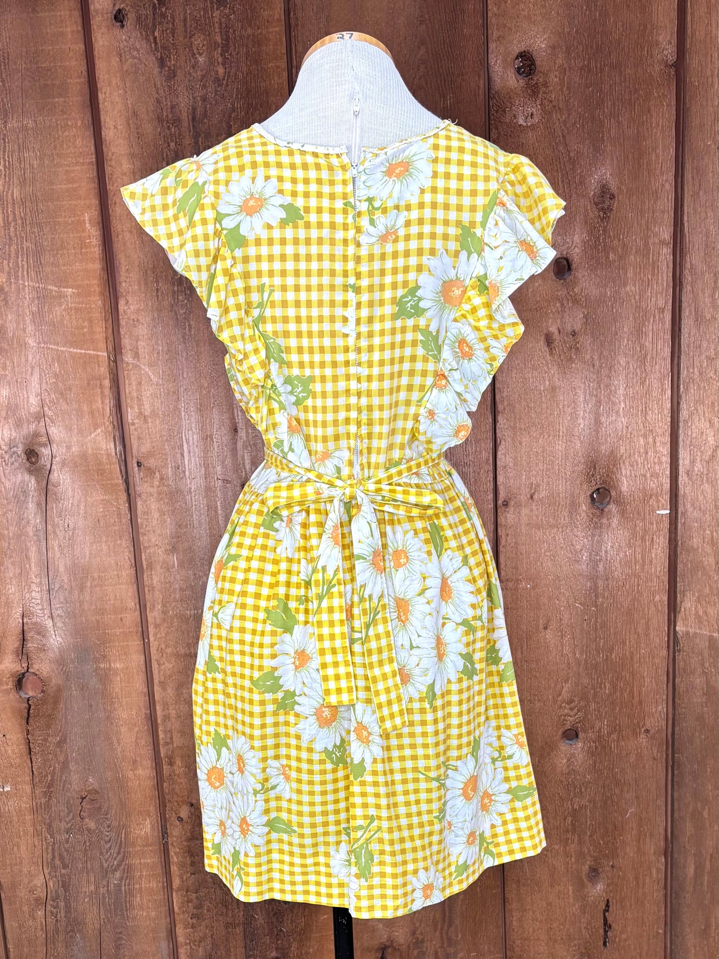 70s Daisy & Gingham Dress W30