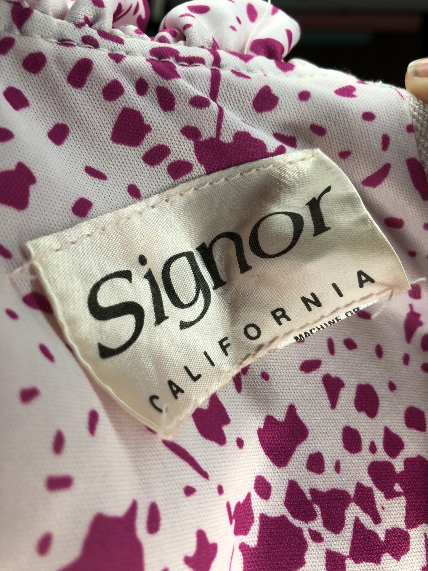 70s Signor Wht/Fuschia Blouson Dress w30