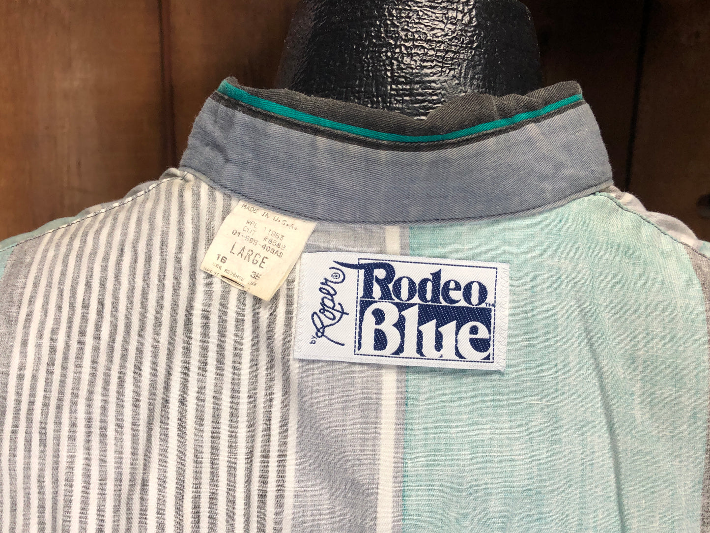 90s Roper Grn/Wht Rodeo Shirt L