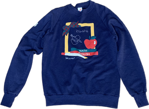 90s Teacher's Chalkboard Navy Sweatshirt     L