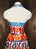 70s Momentum Red/Blue/Yllw Maxi Dress     S