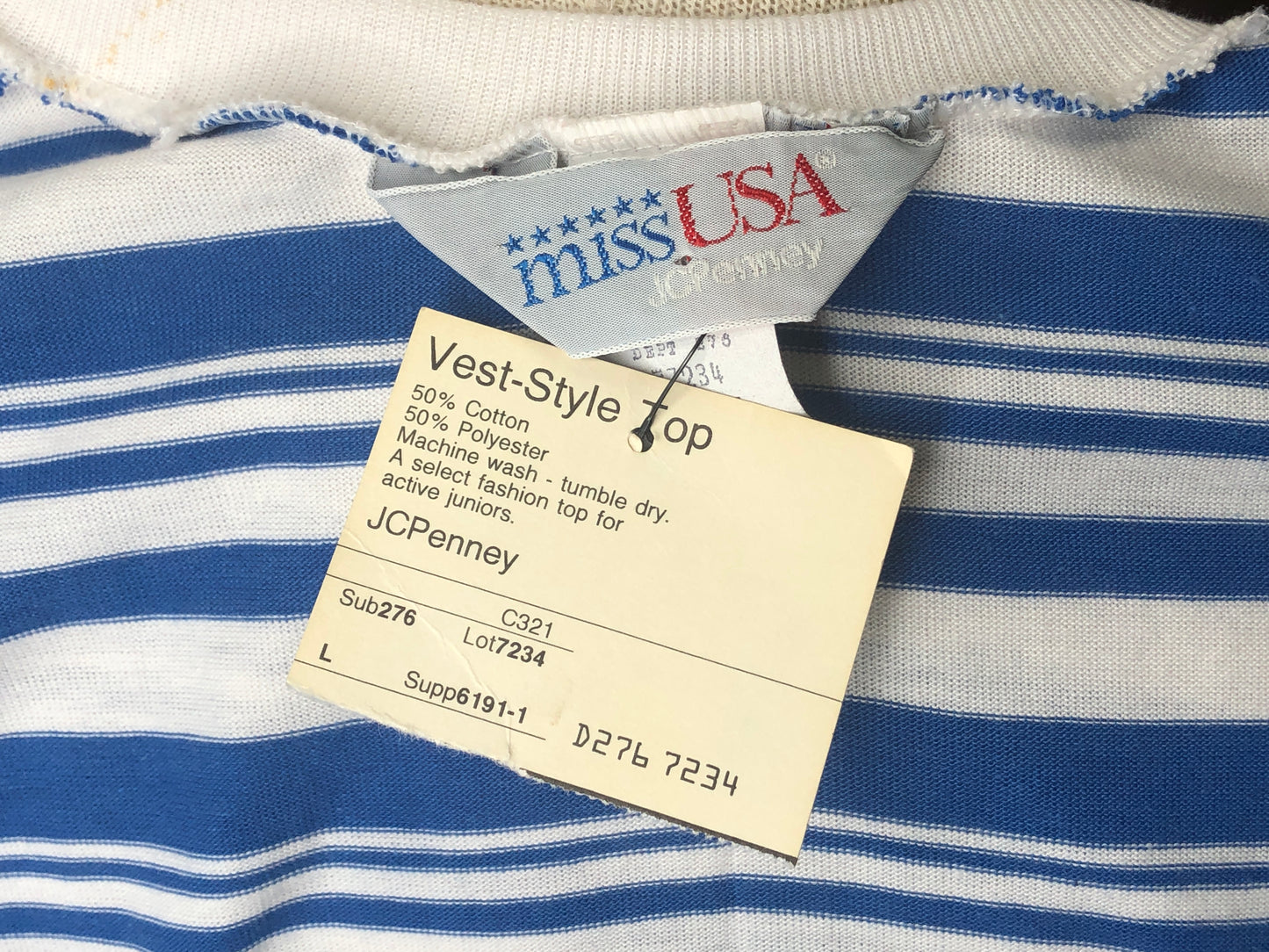 80s Sweatworks MISS USA Blue Top S