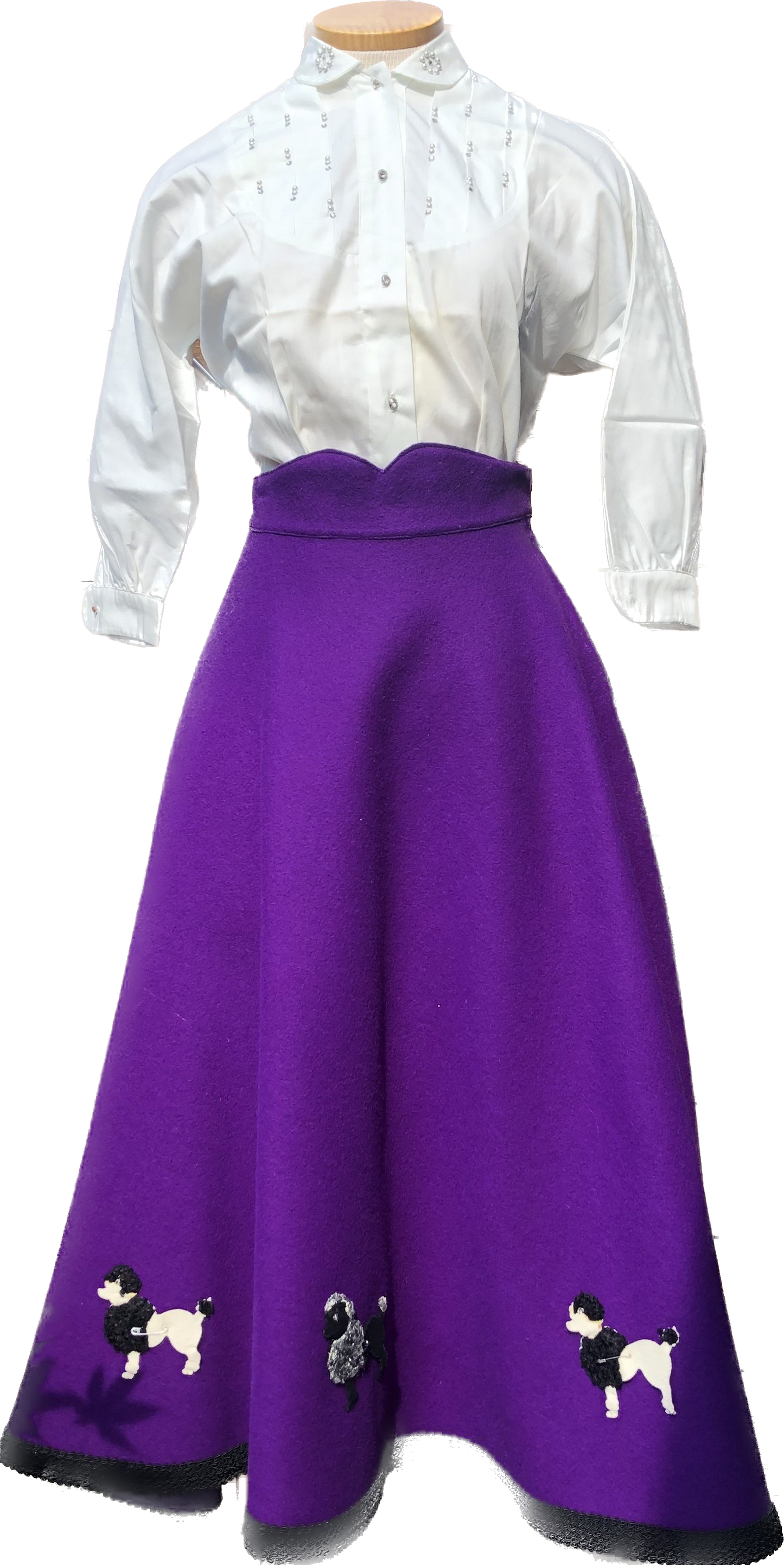 1950s Authentic Poodle Skirt Purple with 8 Mini Poodles W27”