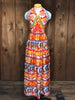 70s Momentum Red/Blue/Yllw Maxi Dress     S