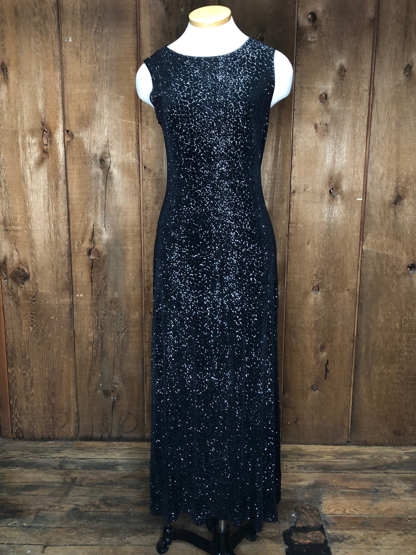 90s Ronni Nicole Blk Slinky Gown w34
