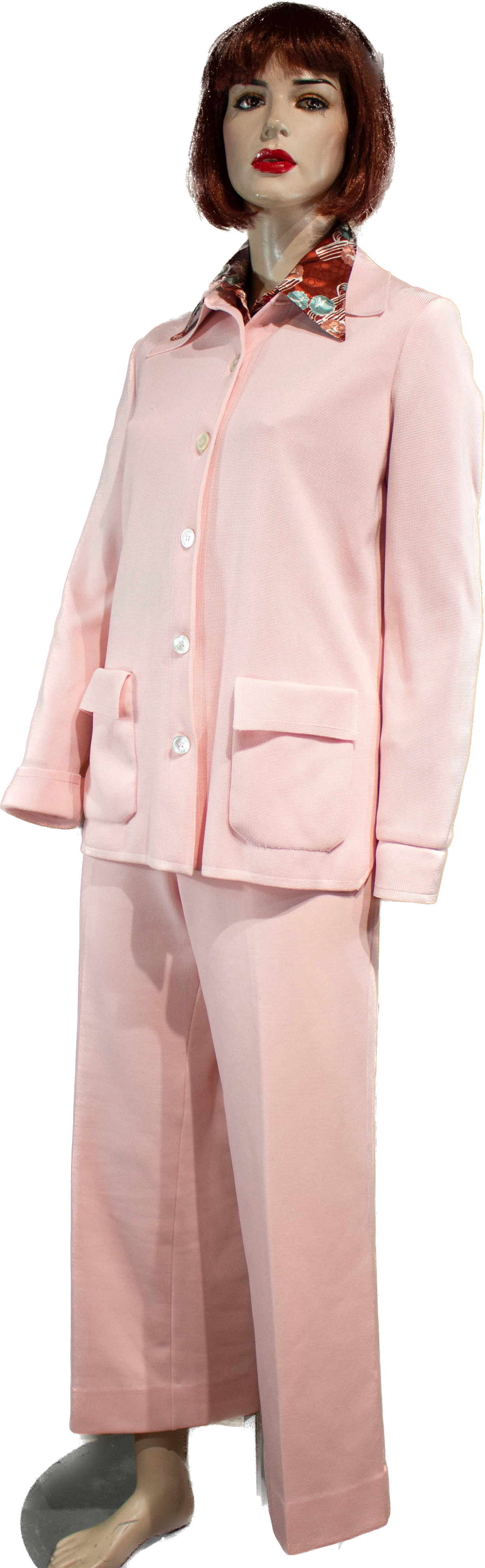 70s James Kenrob Flamingo Pink Pant Suit M