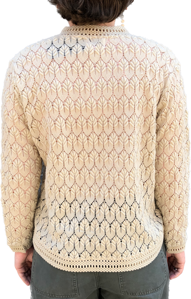 70s WARD Bone Crochet Lace Cardigan    M