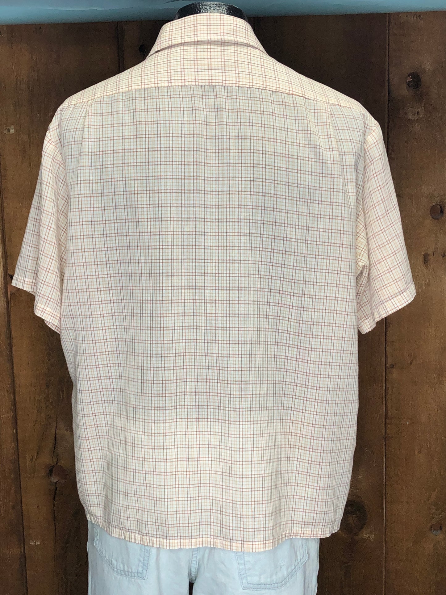 70s JCP Orng Plaid Shirt L