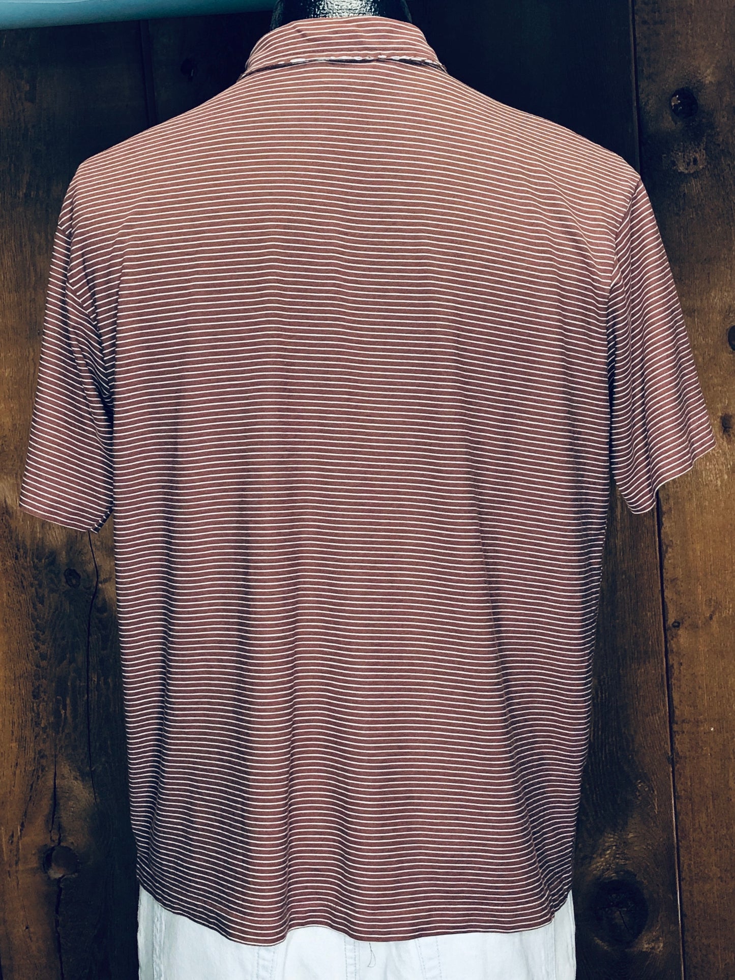 80s Nature Knit Brown Stripe Polo XL