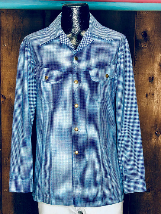 70s Lee Blue Houndstooth Jacket    M