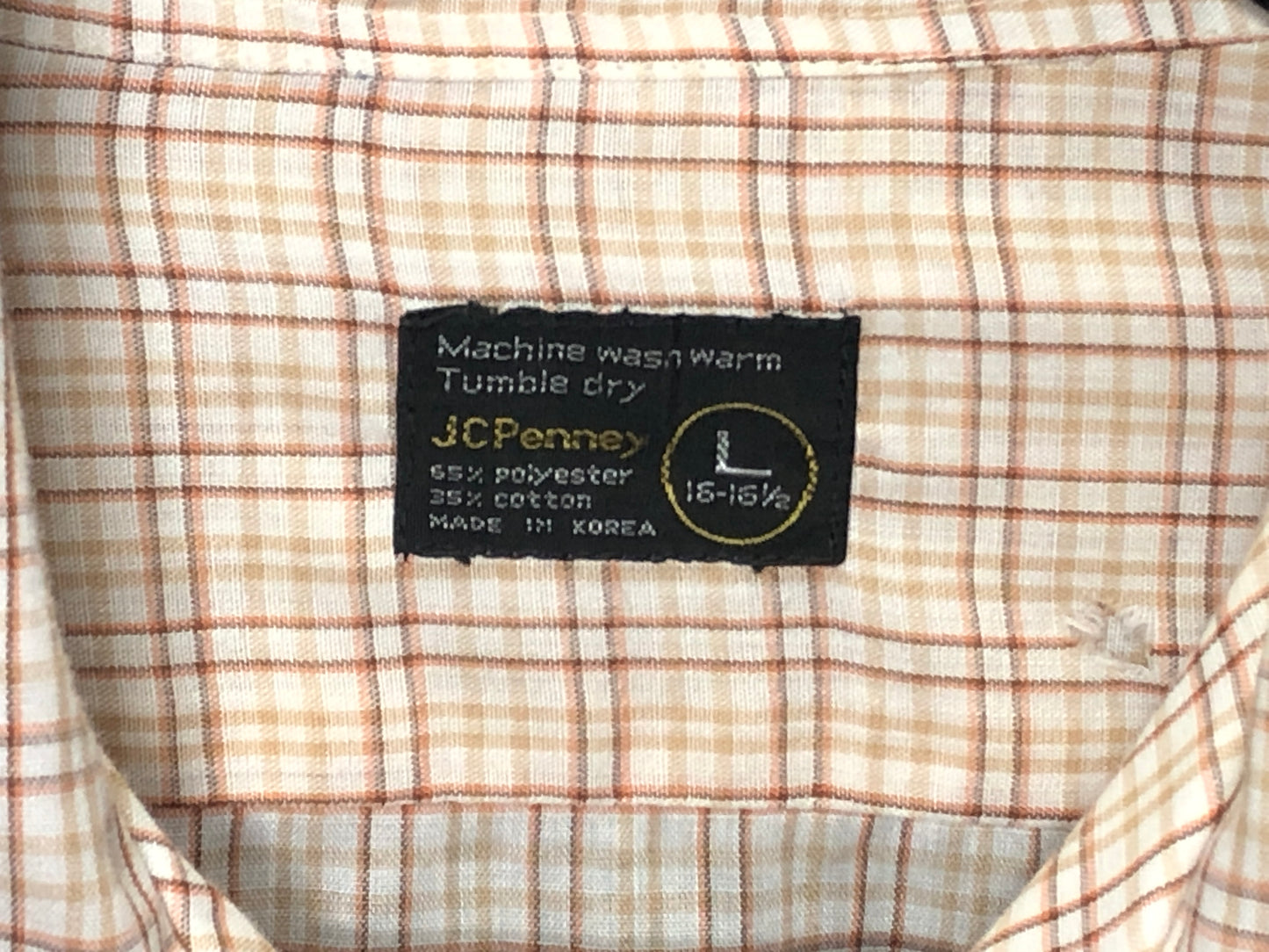 70s JCP Orng Plaid Shirt L