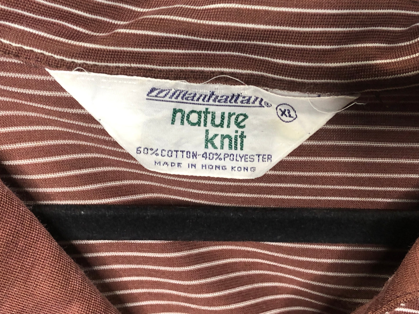 80s Nature Knit Brown Stripe Polo XL