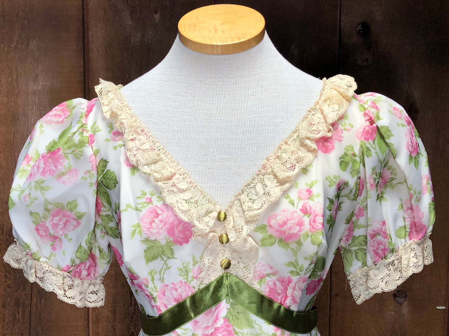 70s Wards Green/Pink Floral Dress w29