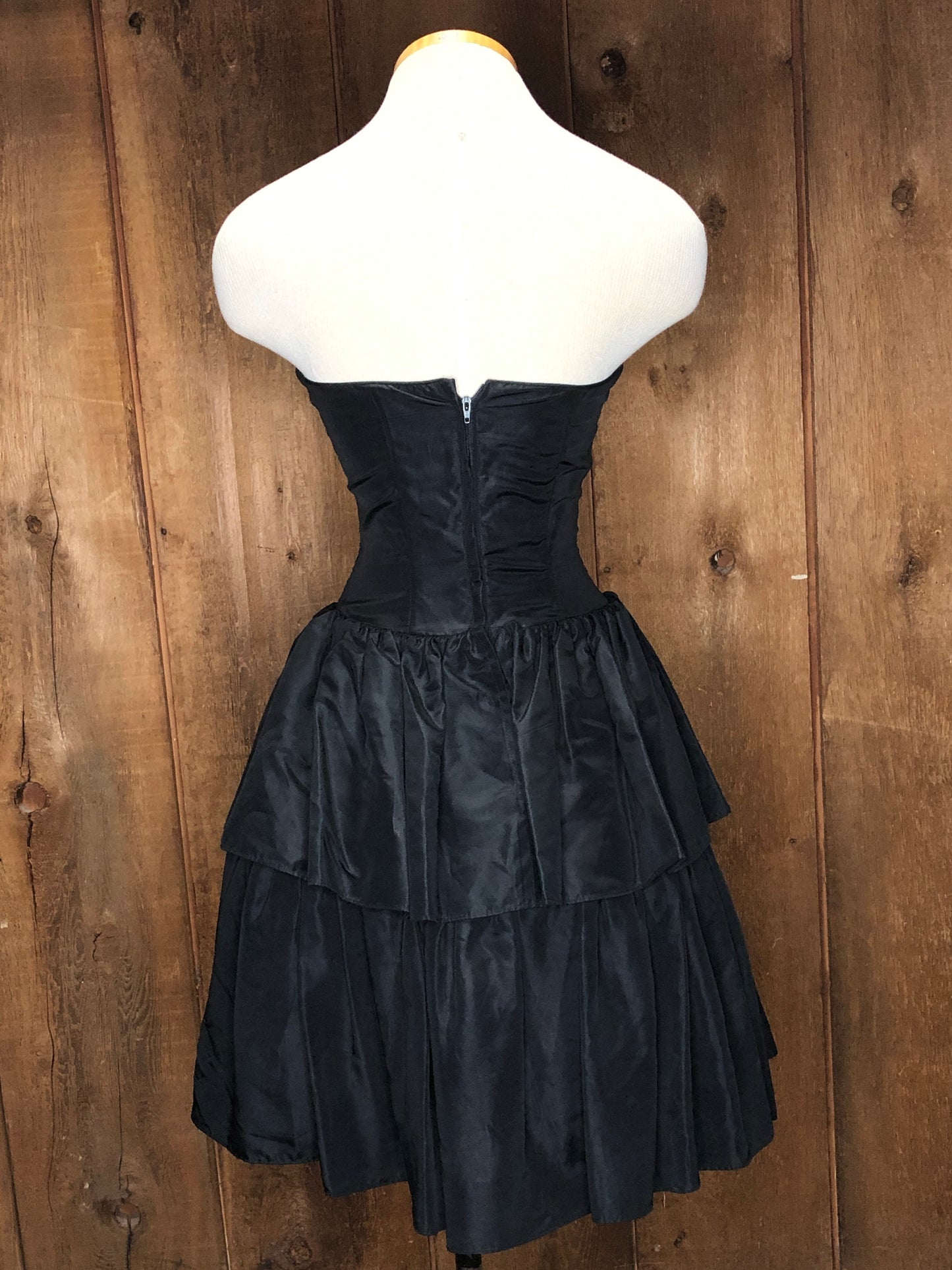 80s Jessica McClintock Black Sequin Formal w24